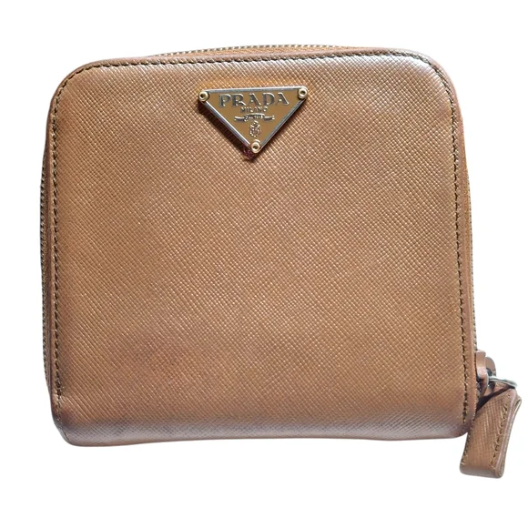 Prada | Bags | Prada Tan Leather Zip Wallet | Poshmark display picture 1